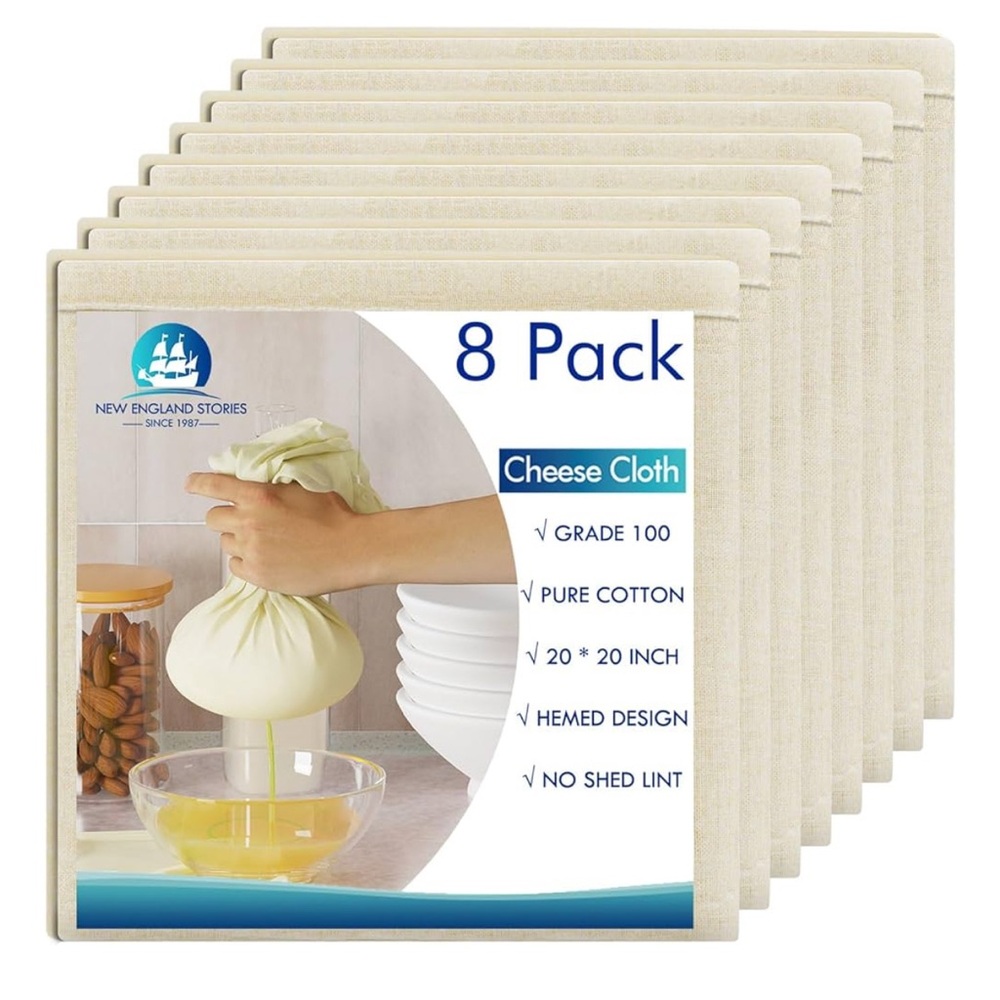 8 Pcs Reusable Cheesecloth Grade 100 20x20 Inch Hemmed Organic Cheese Cloth